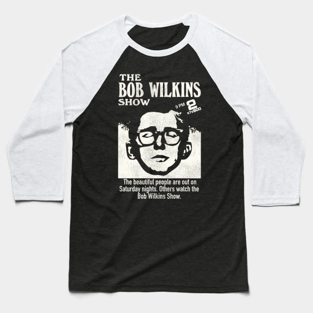 The Bob Wilkins Show Horror Host Creature Feature Baseball T-Shirt by darklordpug